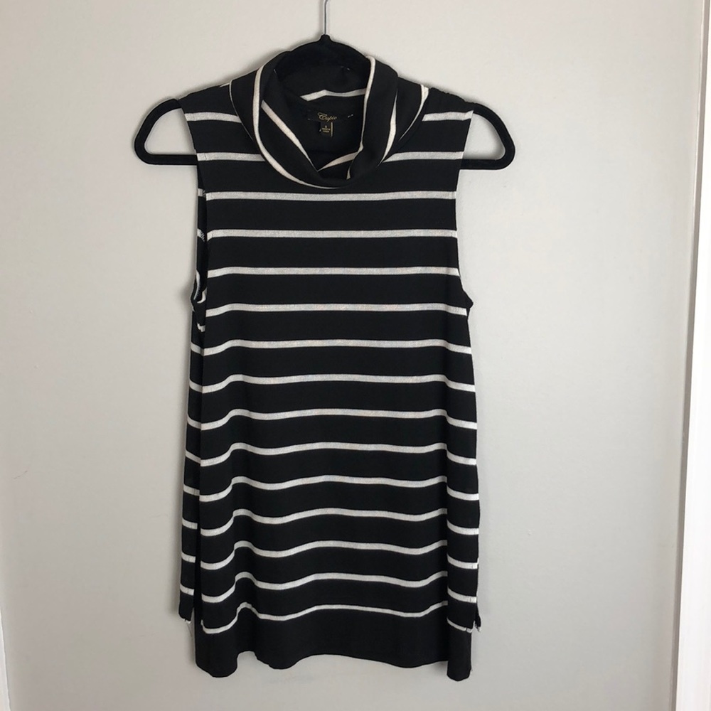 Cupio Knit Sweater Black/White Stripe Small NWOT